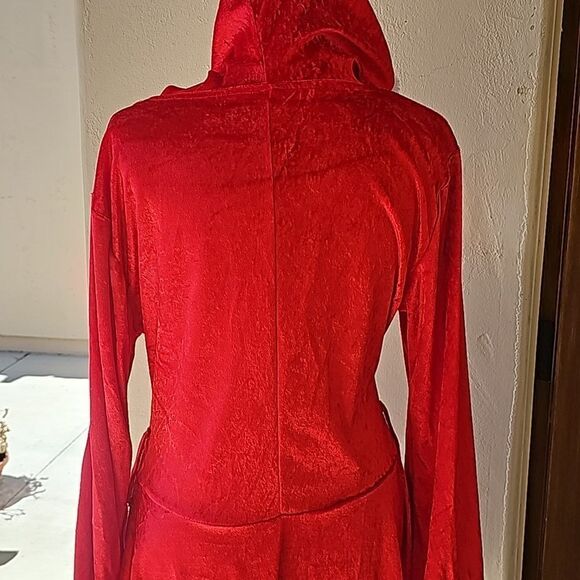 Mrs Claus costume has red zipper front dress with hood size small - Picture 8 of 13